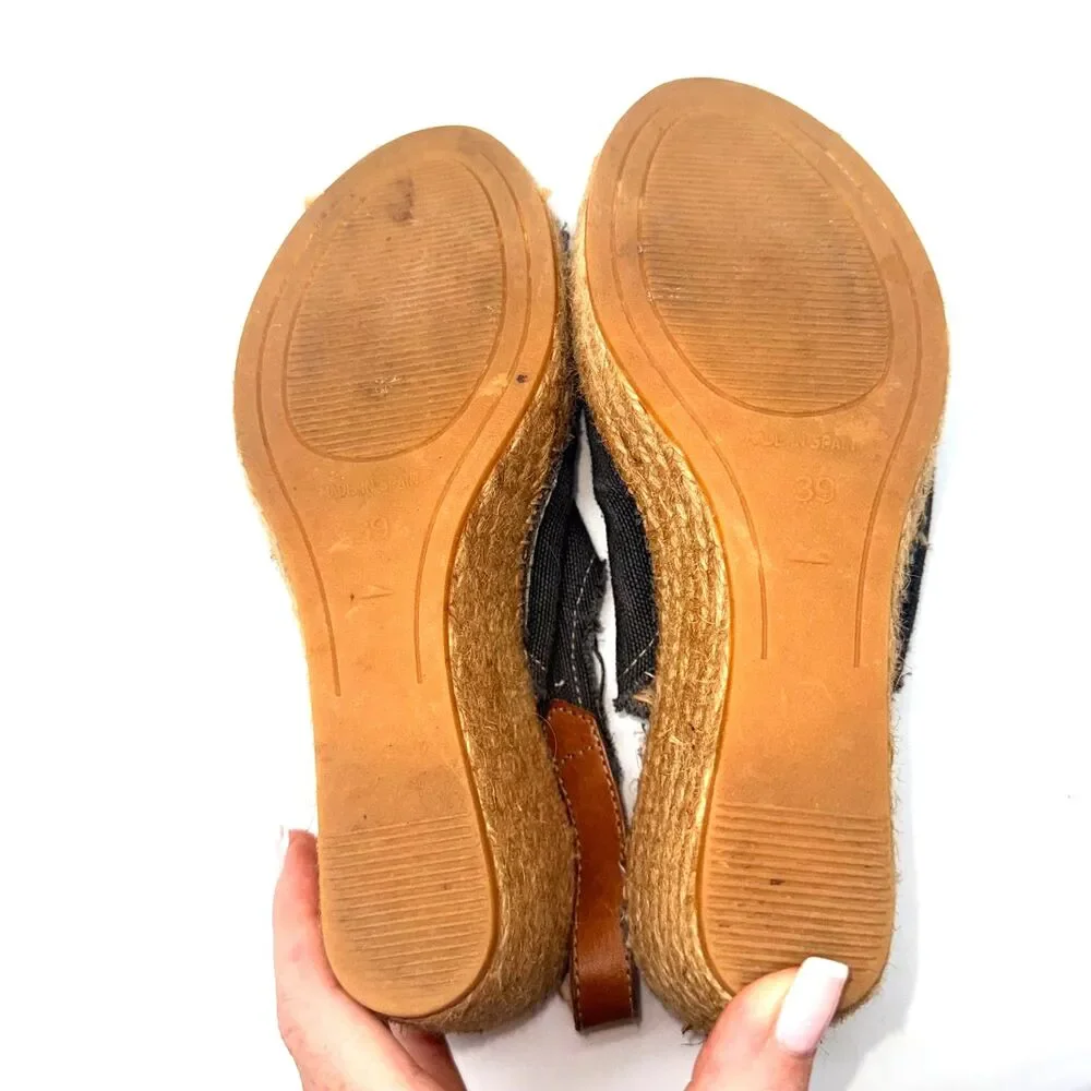 Toni Pons Lugano Espadrille Wedge Slingback Sandal - Black Fabric 39/8-8.5